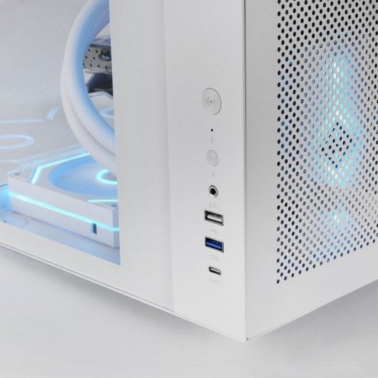 Boîtier gaming ATX Mars Gaming McInfiniolite avec panneau supérieur en verre trempé, double caméra, blanc