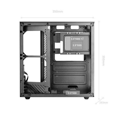 Boîtier gaming ATX Mars Gaming McInfiniolite avec panneau supérieur en verre trempé, double caméra, noir
