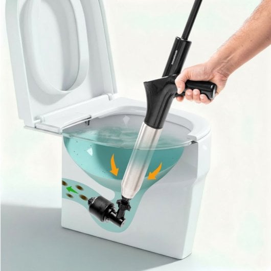 Nettoyeur de canalisations à air comprimé haute pression Innovagoods Jetpro avec accessoires et manomètre 5 en 1, ABS noir