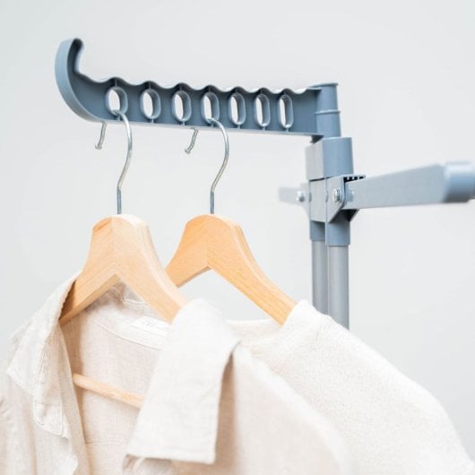 Estendal de secar roupa vertical dobrável e extensível Innovagoods Dolver XL com rodas, cinzento, 141 x 179 x 65 cm