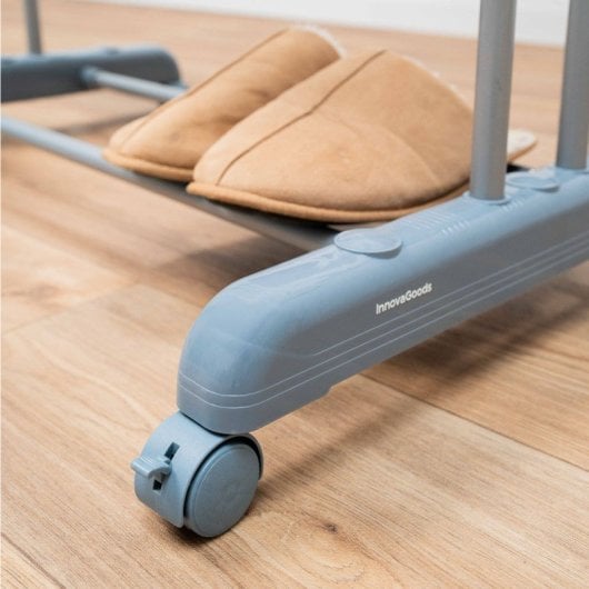Estendal de secar roupa vertical dobrável e extensível Innovagoods Dolver XL com rodas, cinzento, 141 x 179 x 65 cm