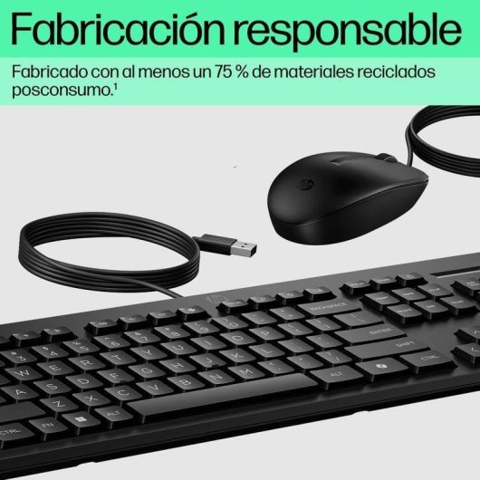 Conjunto Teclado e Rato HP Combo 225 de Membrana 100% Preto