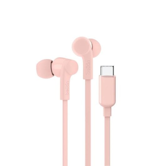 Écouteurs Belkin SoundForm filaires USB-C pour musique et quotidien, roses