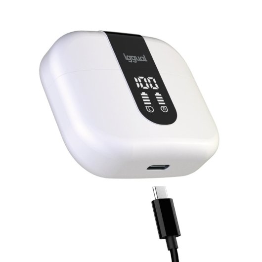 Auriculares iggual True Sound draadloos Bluetooth TWS met ruisfilter, microfoon en IP44 wit