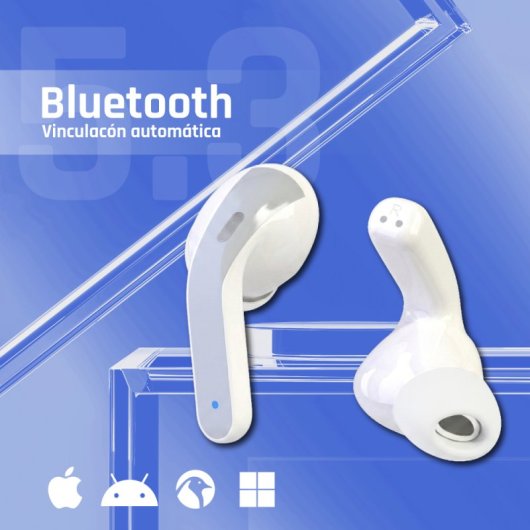Auriculares iggual True Sound draadloos Bluetooth TWS met ruisfilter, microfoon en IP44 wit