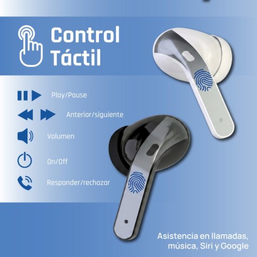 Auriculares iggual True Sound draadloos Bluetooth TWS met ruisfilter, microfoon en IP44 wit