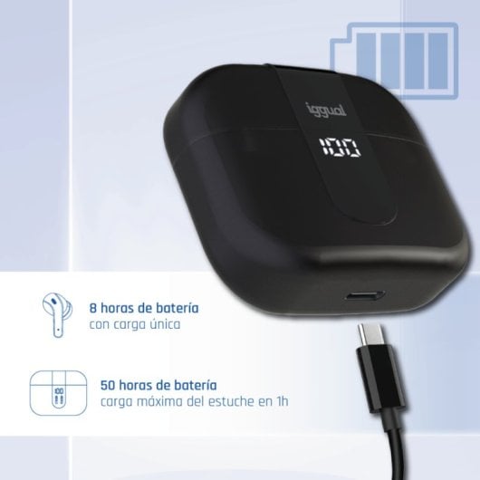 Auriculares iggual True Sound In-Ear Inalámbricos Bluetooth TWS llamadas música IP44 Negro