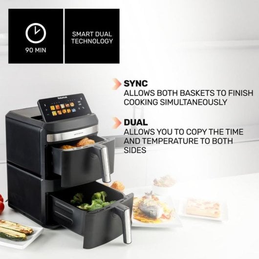 Freidora de aire Taurus Duo Slim 13L 2800W mit Touchscreen und Dual-Cesta