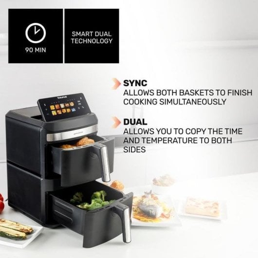 Fritadeira de Ar Taurus Duo Slim 13L 2800W Dupla Cesta Ecrã Táctil
