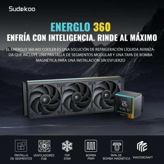 Refrigeração Líquida Sudokoo Energlo 360 360mm 3 Ventiladores LCD ARGB