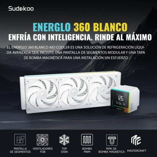 Refrigeração Líquida Sudokoo Energlo 360mm 3 Ventoinhas LCD Segmentado ARGB