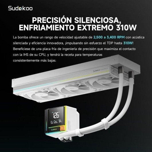 Refrigeração Líquida Sudokoo Energlo 360mm 3 Ventoinhas LCD Segmentado ARGB