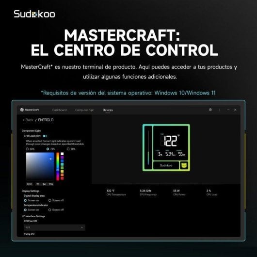 Refrigeração Líquida Sudokoo Energlo 360mm 3 Ventoinhas LCD Segmentado ARGB