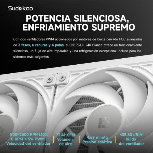 Refrigeração Líquida Sudokoo Energlo 240 240mm 3 Ventoinhas Ecrã Segmentado