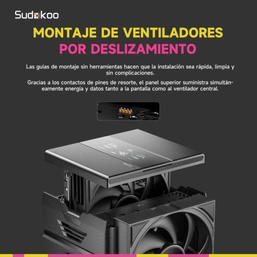 Refrigeración Aire Sudokoo Socket AM5 120mm SK620V Doble Torre Pantalla Digital