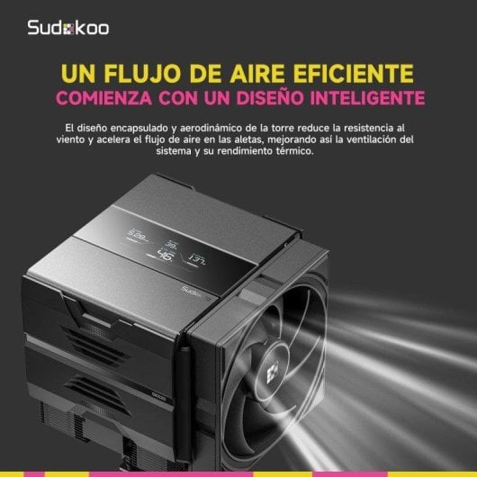 Refrigeración Aire Sudokoo Socket AM5 120mm SK620V Doble Torre Pantalla Digital