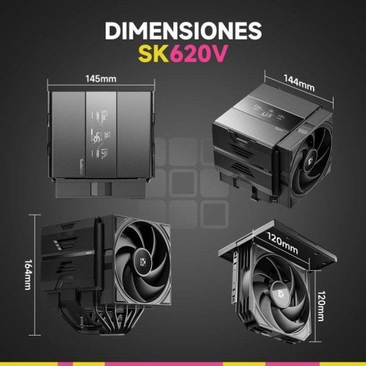 Refrigeración Aire Sudokoo Socket AM5 120mm SK620V Doble Torre Pantalla Digital