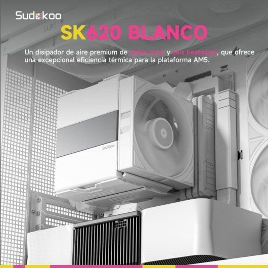 Refrigeración Aire Sudokoo Socket AM5 Doble Torre SK620 Blanco 2x120mm 6 Heatpipes