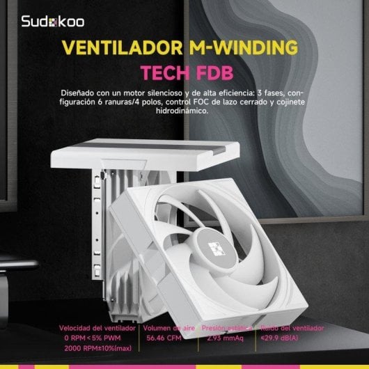 Refrigeración Aire Sudokoo Socket AM5 Doble Torre SK620 Blanco 2x120mm 6 Heatpipes