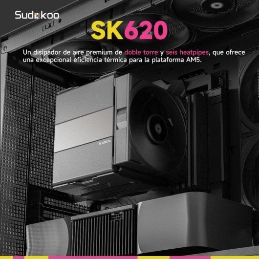 Refrigeración Aire Sudokoo Socket AM5 SK620 Dual Tower 120mm 6 Tubos Alto Rendimiento