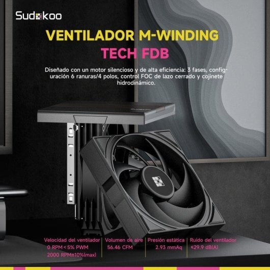 Refrigeración Aire Sudokoo Socket AM5 SK620 Dual Tower 120mm 6 Tubos Alto Rendimiento
