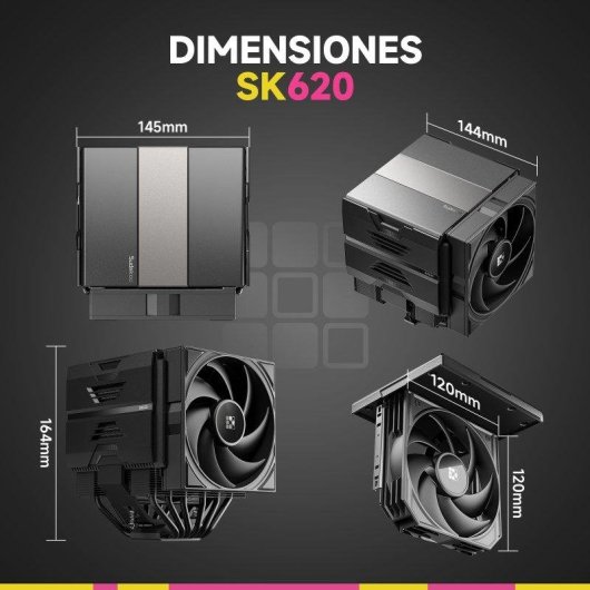 Refrigeración Aire Sudokoo Socket AM5 SK620 Dual Tower 120mm 6 Tubos Alto Rendimiento