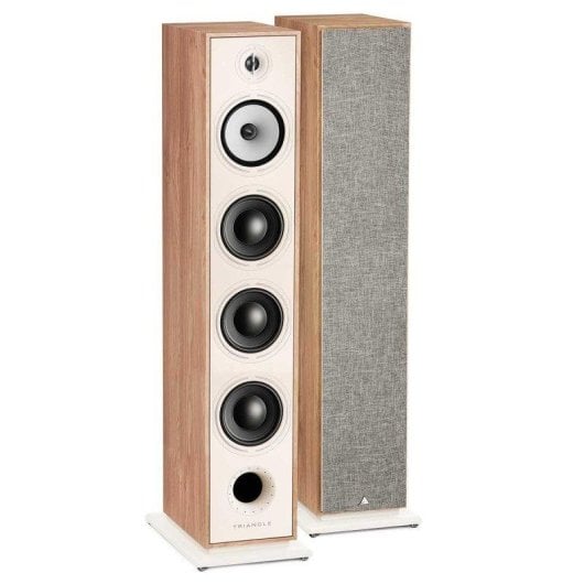 Enceintes Triangle 3 voies filaires 170W effet de sol finition chêne