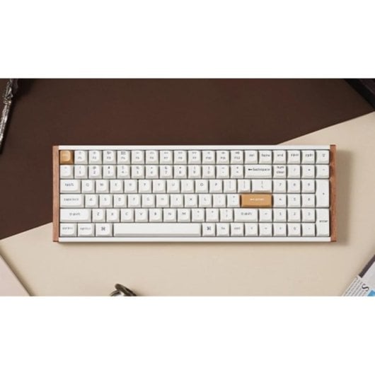 Teclado Keychron K4 HE mecânico Layout US RGB wireless/alumínio madeira