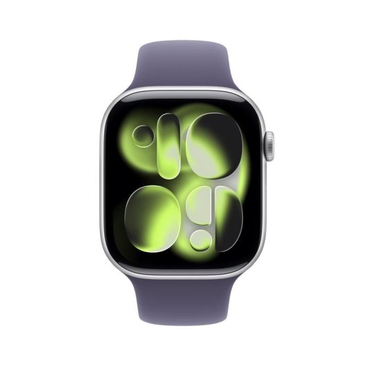 Apple Watch Series 11 GPS NFC 46mm OLED Argent Violet M/L IP6X SpO2 Cardio Sommeil SOS