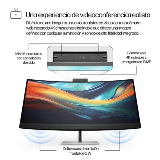 Monitor HP Series 7 Pro 740pm 39.7" UltraHD 5K Curvo IPS 60Hz Webcam Altoparlanti
