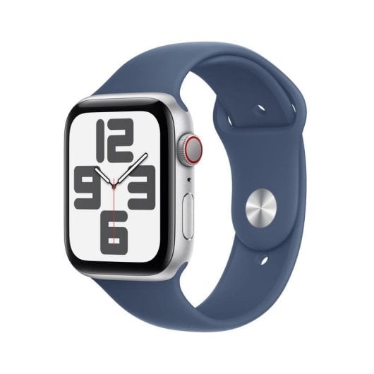 Apple Watch SE 2 GPS 4G NFC 44mm OLED Argent Boîtier Aluminium Bleu S/M Résistant à l’eau