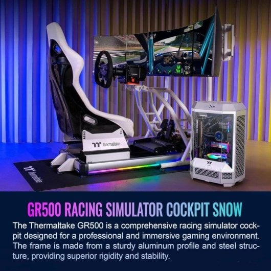 Siège gaming Thermaltake GR500 Snow Racing Simulator Cockpit Blanc RGB