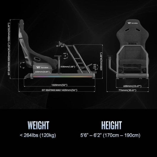 Siège gaming Thermaltake GR500 Snow Racing Simulator Cockpit Blanc RGB