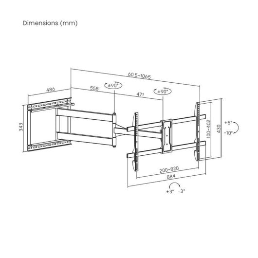 Soporte para TV Aisens WT80TSLE-419 Giratorio Inclinable Nivelable 50 kg 43-80"
