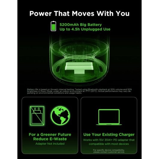 Candeeiro de Mesa Govee H6020 JBL RGBICWW+RGBIC 600 lm WiFi Bluetooth portátil