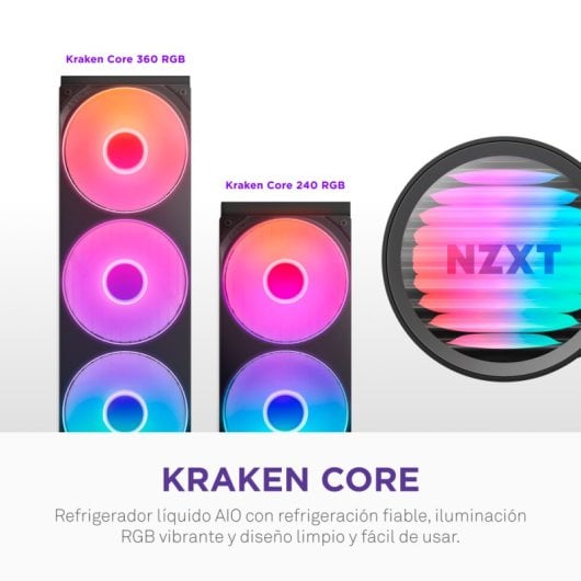 Refrigeración Líquida NZXT Kraken Core 360 RGB 360mm 3 Ventiladores Iluminación LED