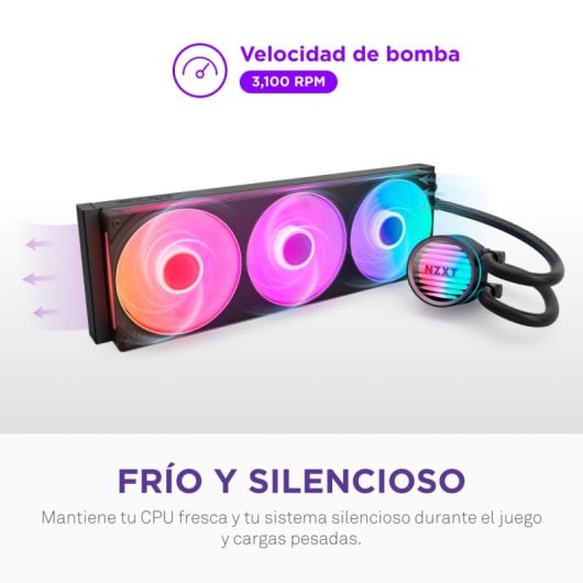 Refrigeración Líquida NZXT Kraken Core 360 RGB 360mm 3 Ventiladores Iluminación LED