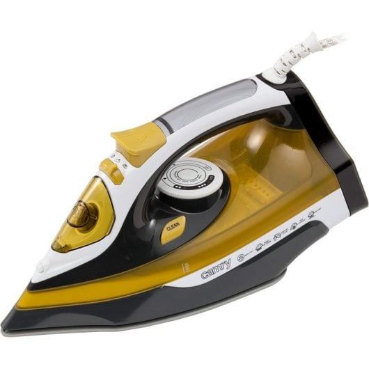 Plancha Camry CR 5029 2400 W Negro y Amarillo Antigoteo Autolimpieza Vapor Vertical