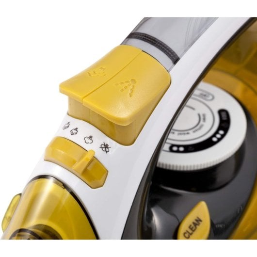 Plancha Camry CR 5029 2400 W Negro y Amarillo Antigoteo Autolimpieza Vapor Vertical