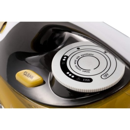 Plancha Camry CR 5029 2400 W Negro y Amarillo Antigoteo Autolimpieza Vapor Vertical