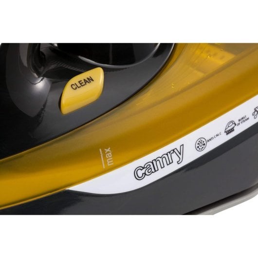 Plancha Camry CR 5029 2400 W Negro y Amarillo Antigoteo Autolimpieza Vapor Vertical
