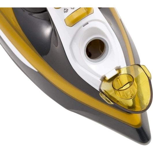 Plancha Camry CR 5029 2400 W Negro y Amarillo Antigoteo Autolimpieza Vapor Vertical