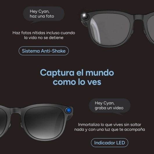 Gafas inteligentes Ksix Spectrum 8MP Full HD IA Almacenamiento 4GB Negro