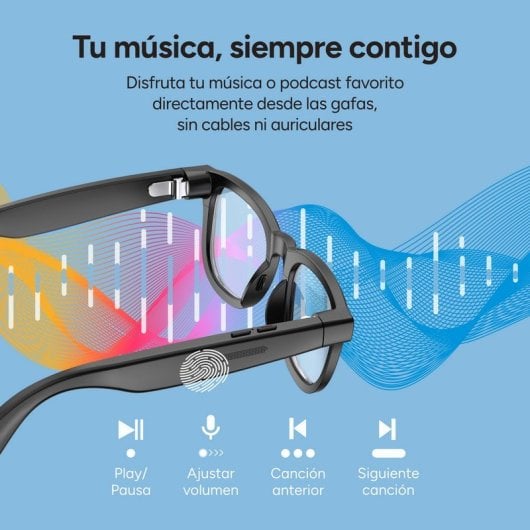 Gafas inteligentes Ksix Spectrum 8MP Full HD IA Almacenamiento 4GB Negro