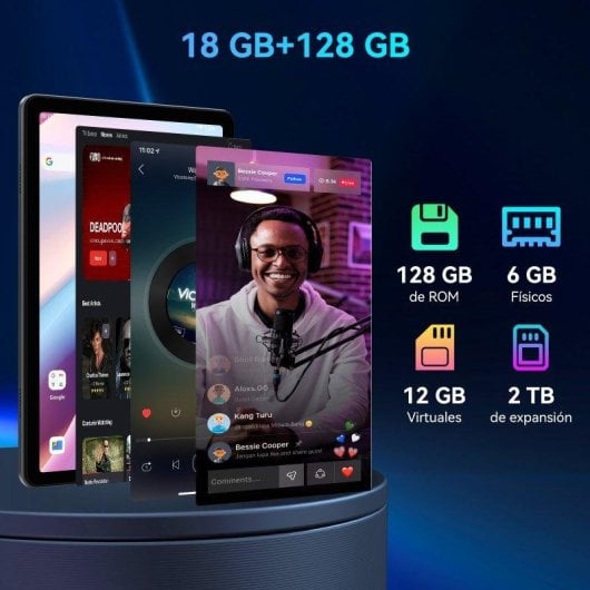 Tablet Zenva T80 10.1" 128GB Wifi 6000mAh Android Grau