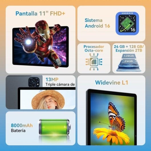 Tablet Zenva T90 11" 128GB Wifi 8000mAh Android 16 Grau