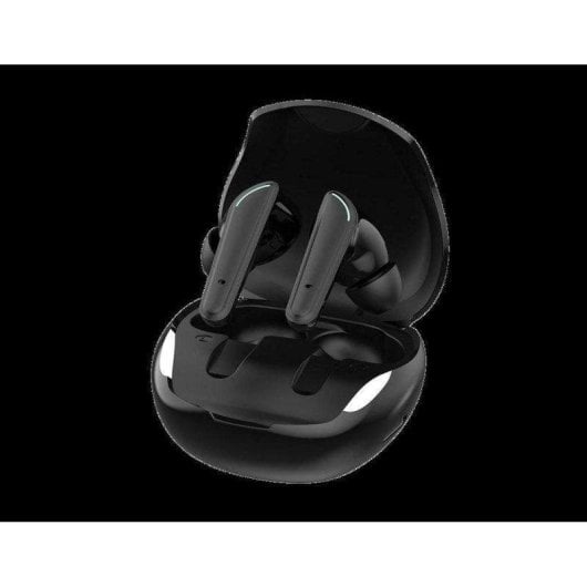 Auriculares Voss VS200 inalámbricos Bluetooth para gaming y música, control táctil y estuche de carga negros