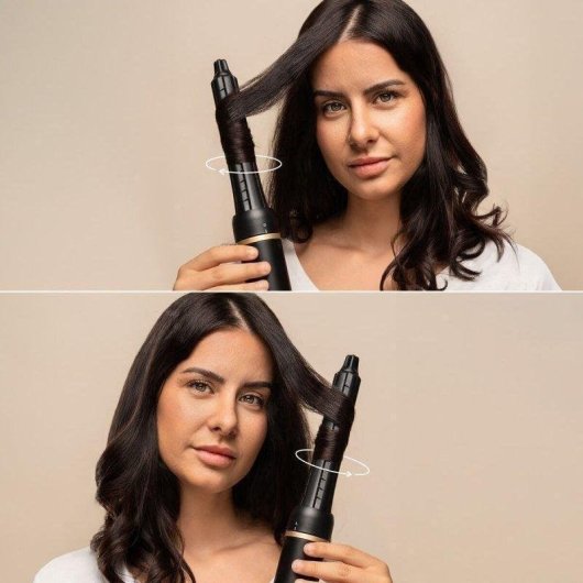 Multi-Haarstyler InnovaGoods Wavify 1500W Ionen Coanda 3 Temperaturen 7 Aufsätze Schwarz-Gold