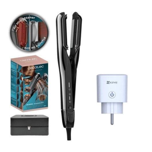 Plancha de pelo Cecotec AirLisse 6in1 Premium motor Brushless 112000 rpm y Plasma + Enchufe inteligente EZVIZ T30-10B-EU