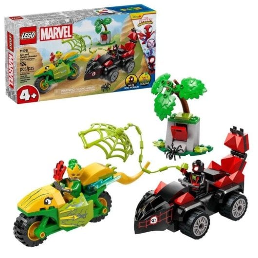 LEGO Marvel Spin And Electro Dinosaur Vehicle Chase 11198 124 peças